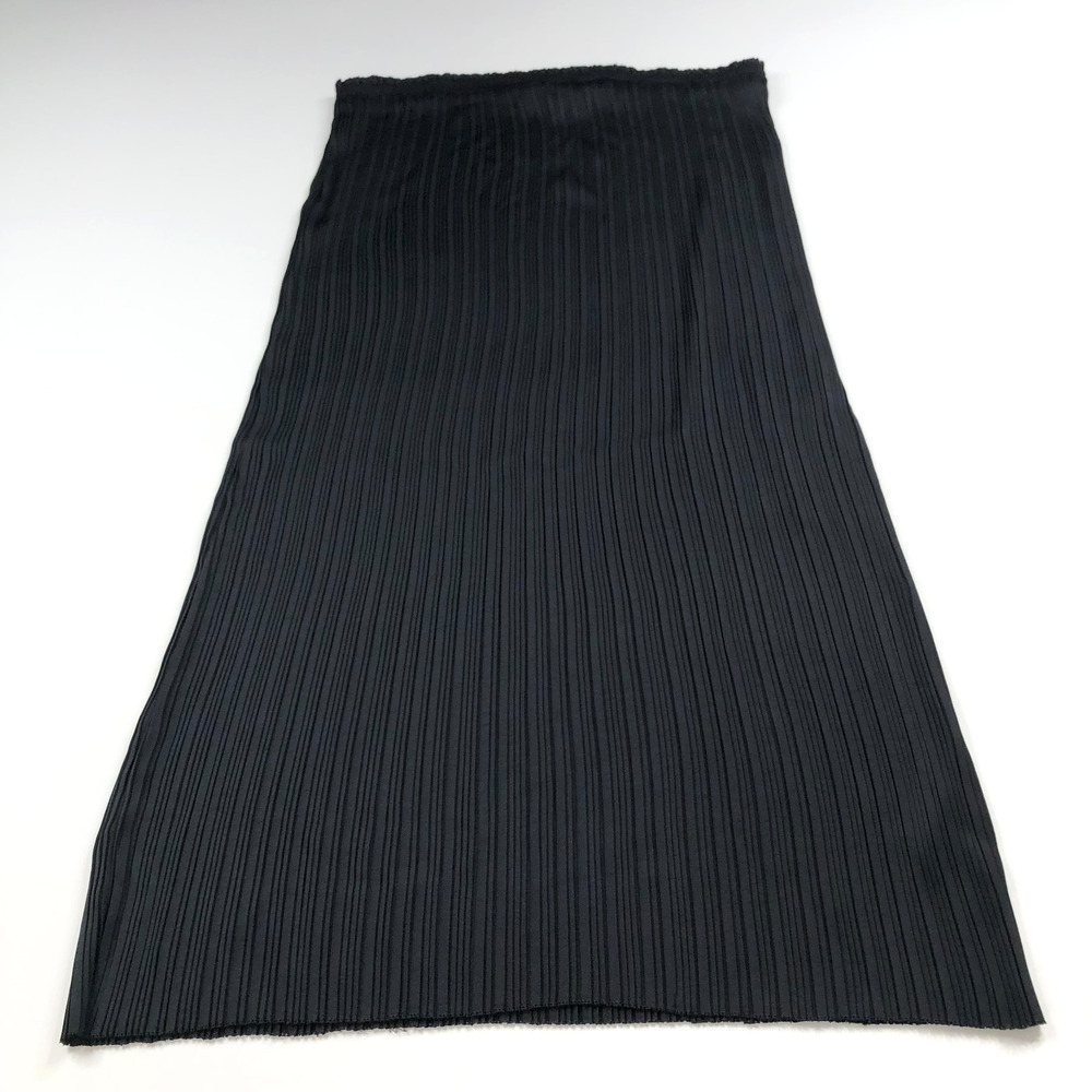Vince Satin Large (Fits 32In) Polyester Pull On Pleated Midi Skirt Black MINT
